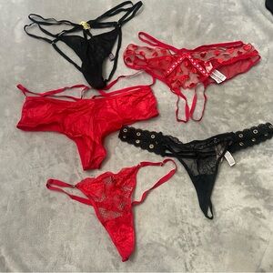 New! Victoria’s Secret 5 panty bundle sexy mesh thong crotchless 10397